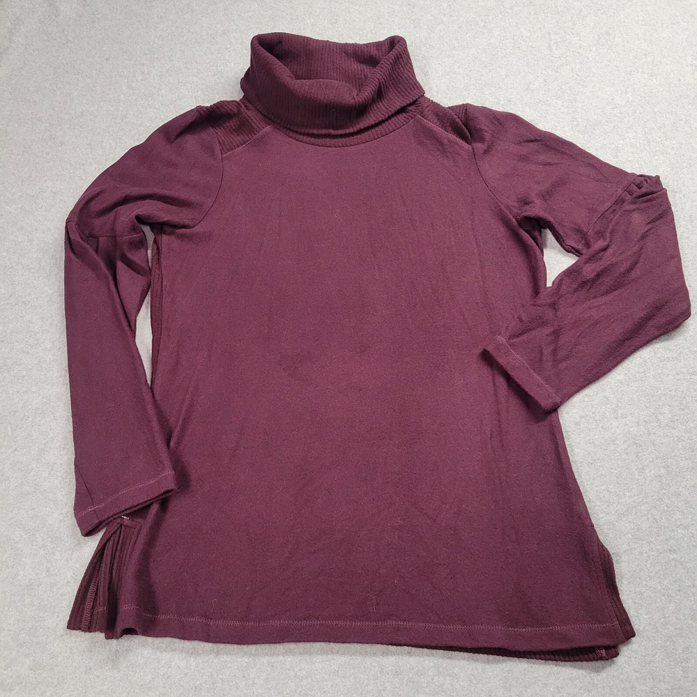 Saturday Sunday Anthropologie Burgundy Ribbed Turtleneck Top Small Womens